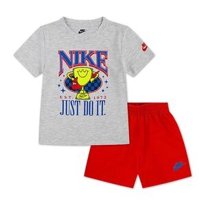 Nike Gray “Just Do It” Tee and Orange Shorts Set